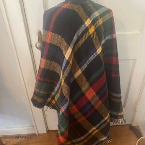 Reversible plaid gingham cape